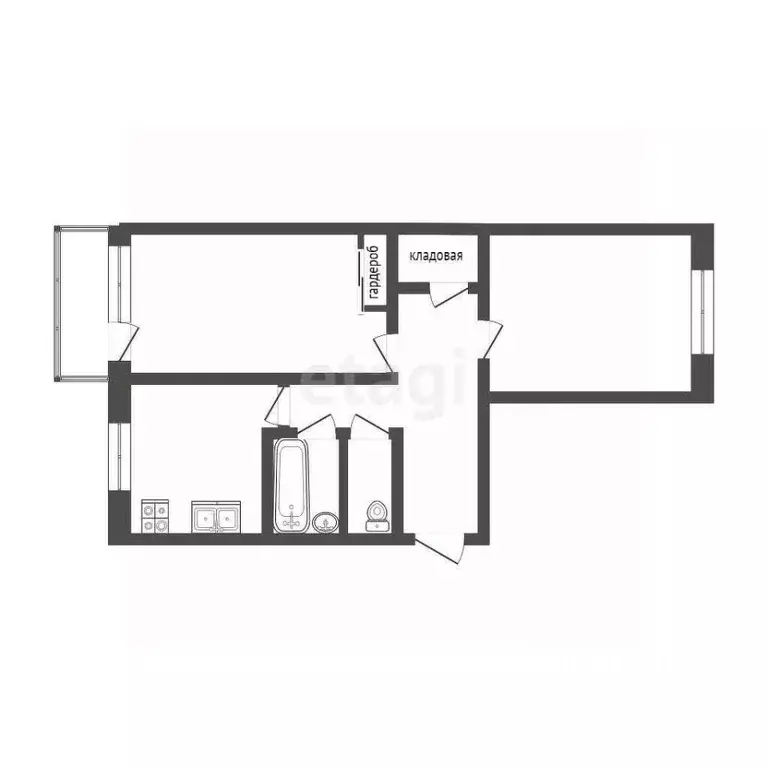 2-к кв. Тюменская область, Тюмень проезд Геологоразведчиков, 26 (46.7 ... - Фото 2