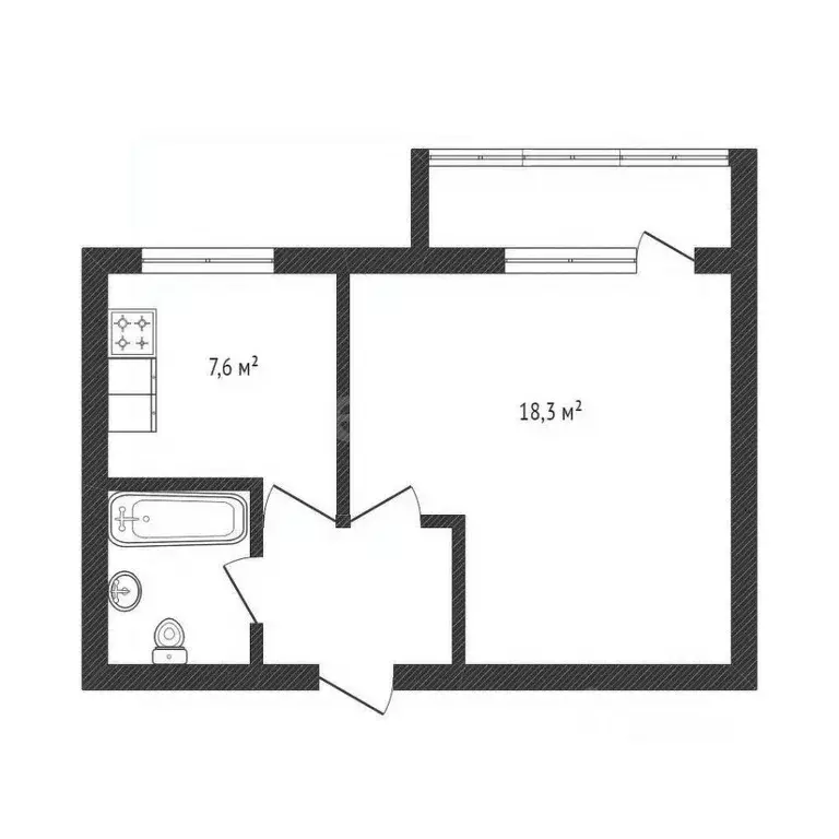 1-к кв. Белгородская область, Белгород ул. Шаландина, 1 (29.0 м) - Фото 2