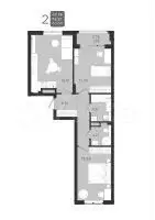 2-к. квартира, 62,3 м, 1/9 эт. - Фото 1