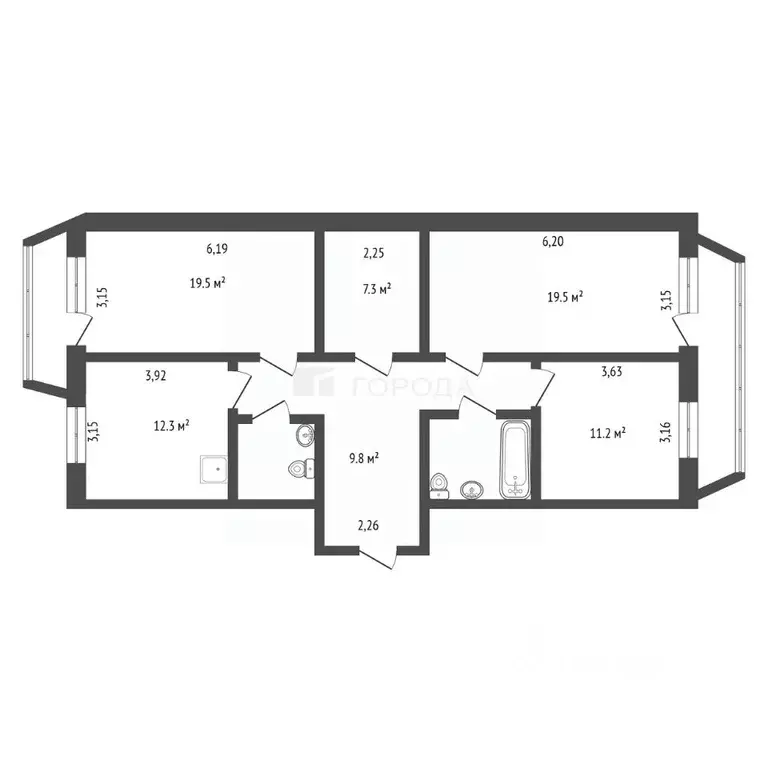 3-к кв. Кемеровская область, Новокузнецк просп. Н.С. Ермакова, 6 (93.3 ... - Фото 2