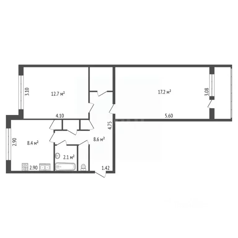 2-к кв. Ленинградская область, Ломоносовский район, Аннинское ... - Фото 1