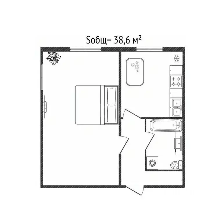 1-к кв. Брянская область, Брянск ул. Горбатова, 1 (38.6 м) - Фото 1