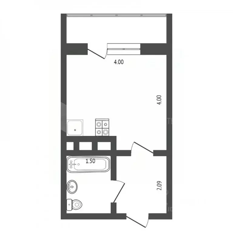 Студия Тюменская область, Тюмень ул. Газопромысловая, 8 (23.0 м) - Фото 1