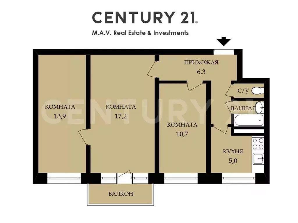 3-к кв. Ленинградская область, Гатчина ул. Чехова, 18 (56.5 м) - Фото 2