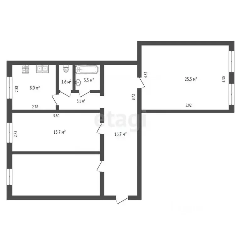 3-к кв. Крым, Феодосия ул. Земская, 9 (90.5 м) - Фото 2