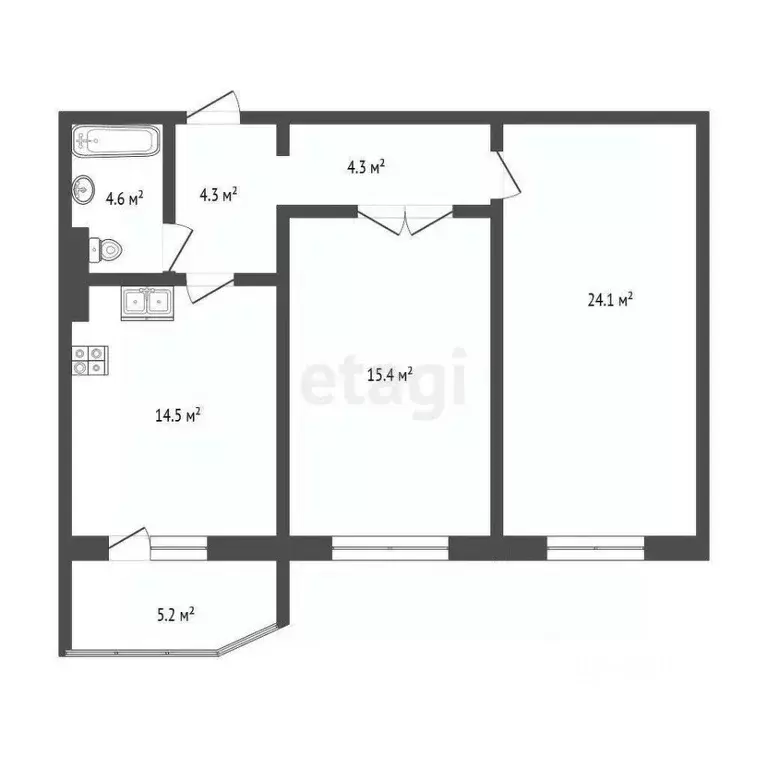 2-к кв. Ханты-Мансийский АО, Сургут ул. Мелик-Карамова, 88 (66.4 м) - Фото 1