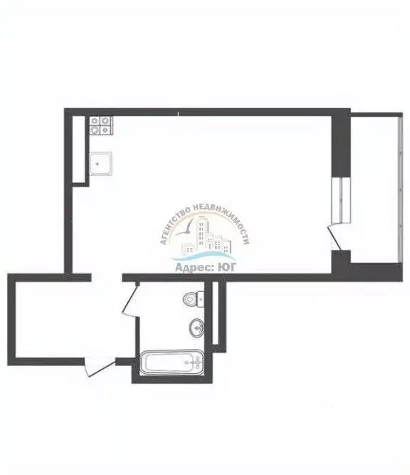 Студия Краснодарский край, Анапа ул. Адмирала Пустошкина (26.0 м) - Фото 2