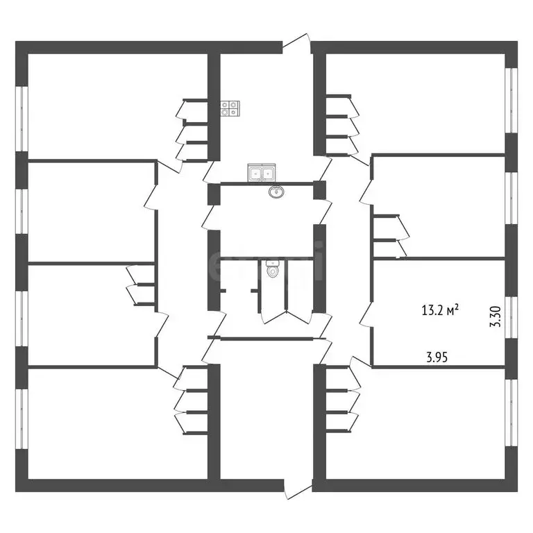 1к в 8-комнатной квартире (13.2 м) - Фото 1