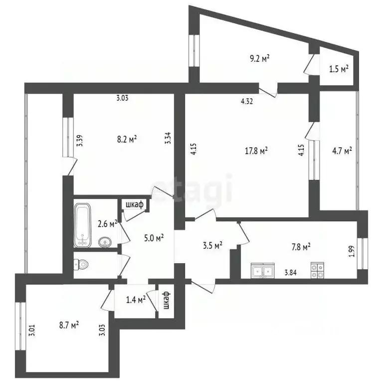 4-к кв. Севастополь просп. Героев Сталинграда, 36 (78.6 м) - Фото 2
