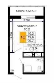 Квартира-студия, 19,8 м, 21/24 эт. - Фото 0