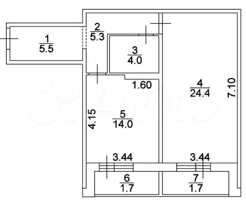 1-к. квартира, 60 м, 4/16 эт. - Фото 0