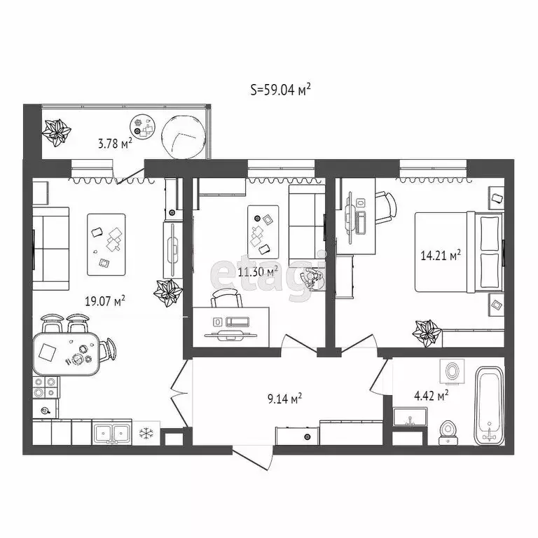 2-комнатная квартира: Саранск, Республиканская улица, 101А (59 м) - Фото 0