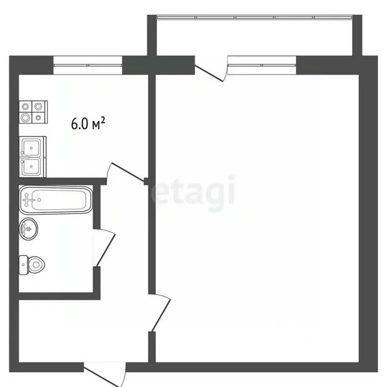 1-к кв. Челябинская область, Челябинск ул. Обухова, 2 (33.0 м) - Фото 1