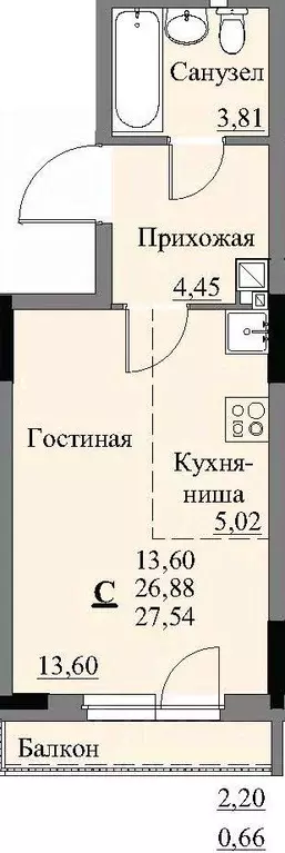 Студия Удмуртия, Ижевск Автопроизводство жилрайон, 3-й мкр, Арден на ... - Фото 0