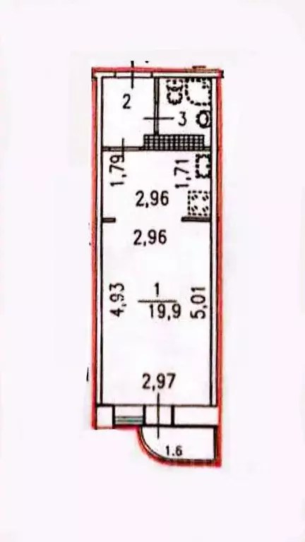 Студия Санкт-Петербург просп. Солидарности, 9к3 (25.1 м) - Фото 2