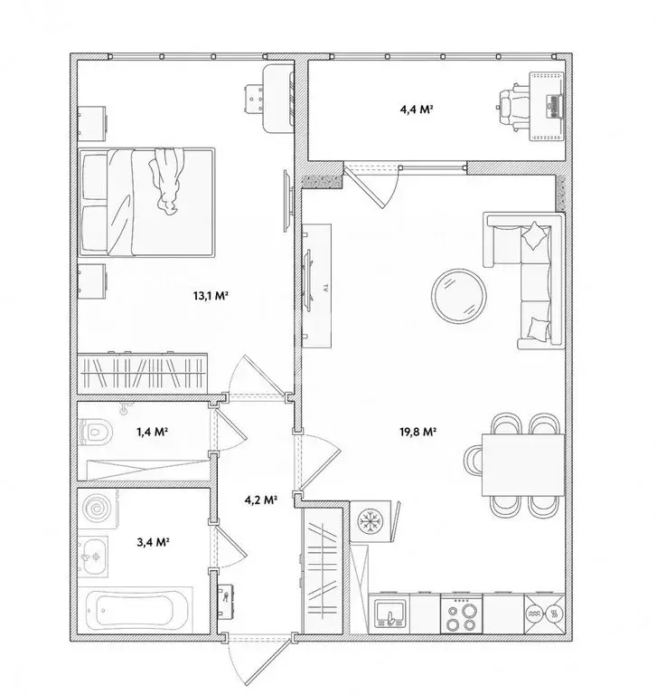 1-комнатная квартира: Орёл, Раздольная улица, 29 (41.9 м) - Фото 2