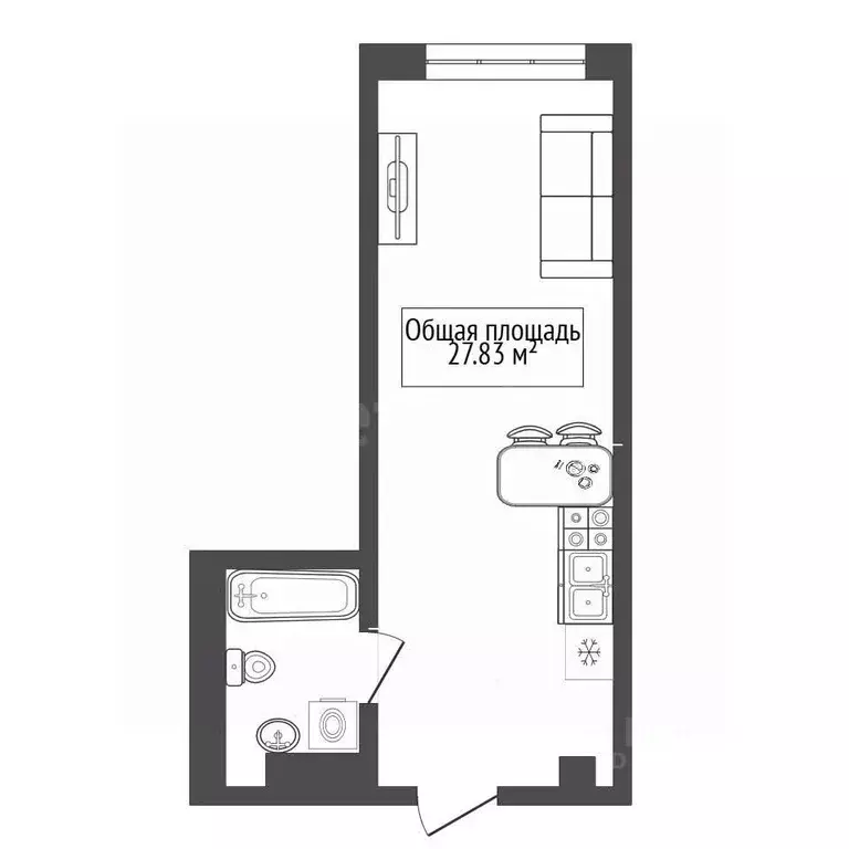 Студия Новосибирская область, Новосибирск Горская ул., 2/1 (27.83 м) - Фото 2