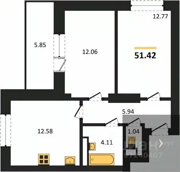 2-к кв. Воронежская область, Воронеж Транспортная ул., 58 (51.42 м) - Фото 0