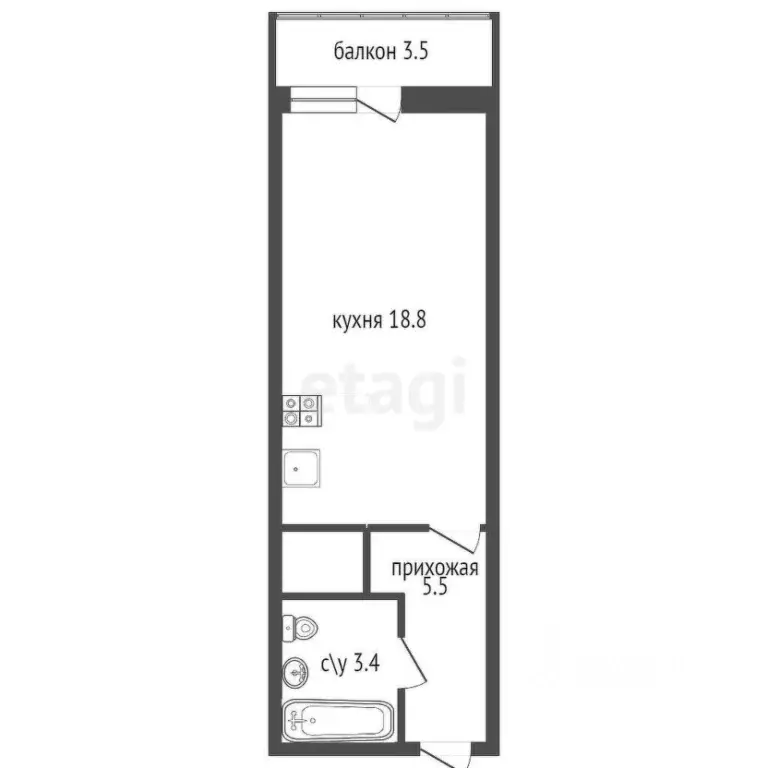 Студия Санкт-Петербург Рыбацкий просп., 18к2 (27.8 м) - Фото 2