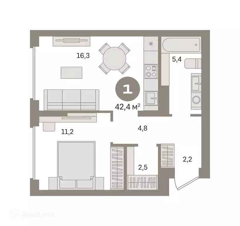 Продаётся 1-к квартира, 42.38 м - Фото 0