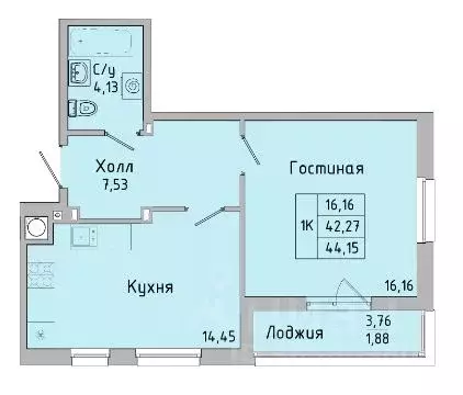 1-к кв. Ростовская область, Батайск ул. Ушинского, 27Ак3 (44.15 м) - Фото 0