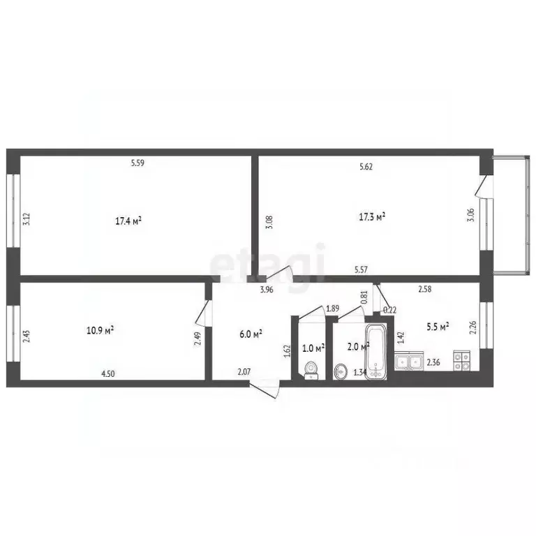 3-к кв. Нижегородская область, Выкса ул. Симы Битковой, 29 (60.7 м) - Фото 2