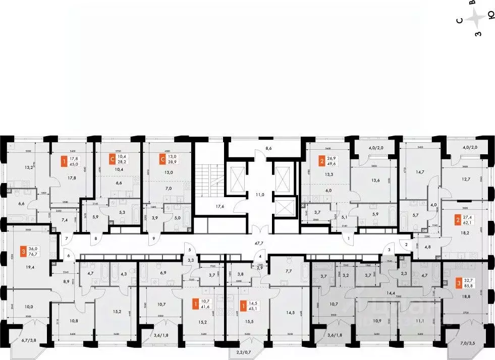3-к кв. Нижегородская область, Нижний Новгород Черниговская ул. (85.8 ... - Фото 1