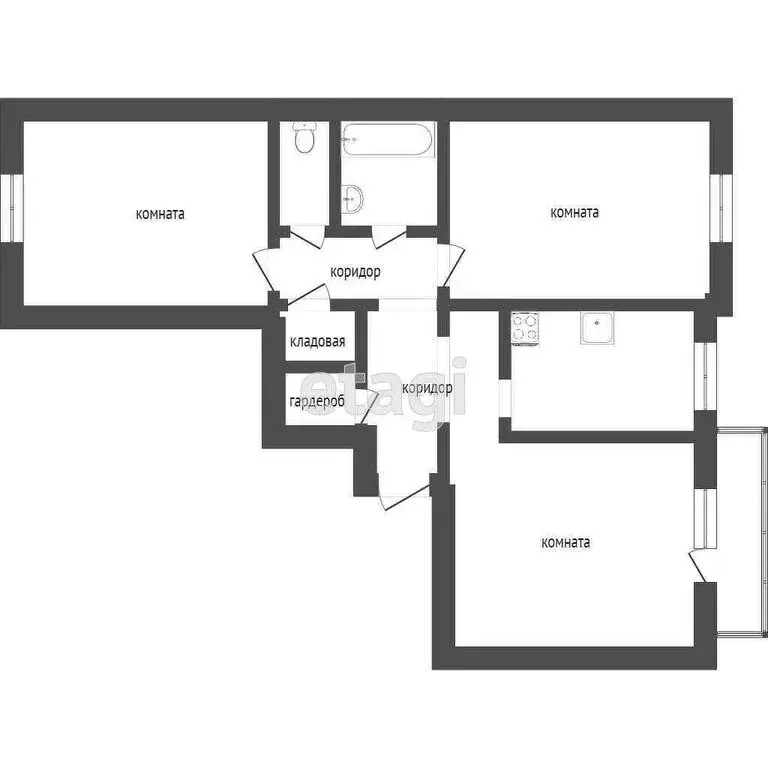 3-комнатная квартира: Улан-Удэ, Приречная улица, 5 (65.6 м) - Фото 1
