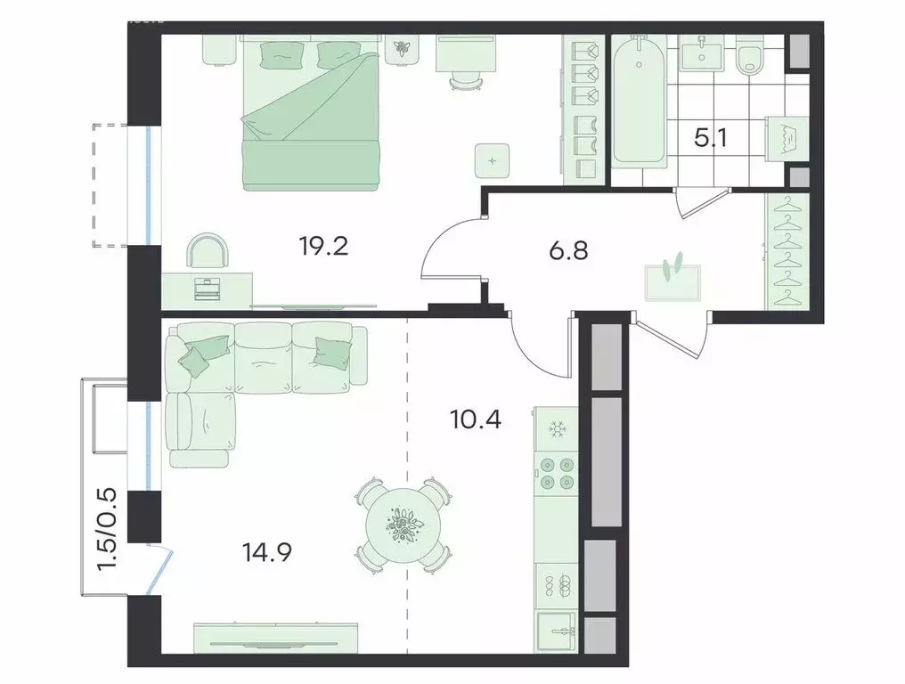 2-комнатная квартира: посёлок городского типа Ильинский, Театральная ... - Фото 1