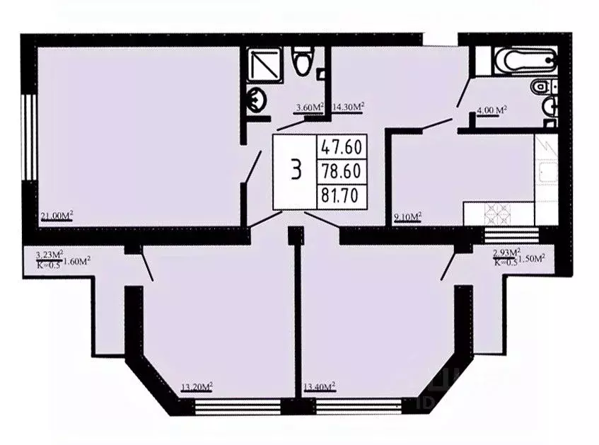 3-к кв. Ленинградская область, Коммунар г. Гатчинский муниципальный ... - Фото 1