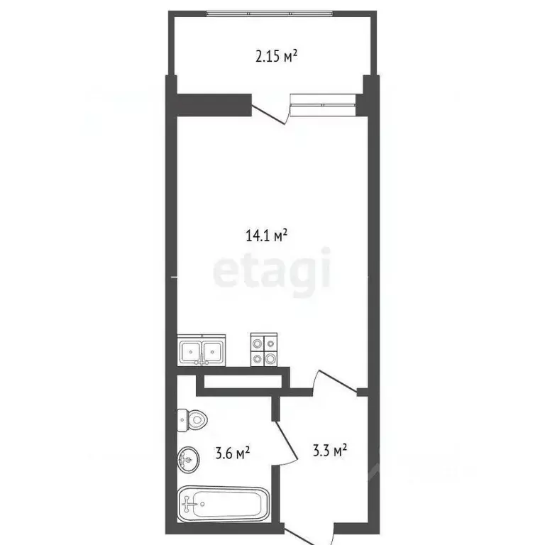 Студия Краснодарский край, Анапа Таманская ул., 121к14 (25.0 м) - Фото 2