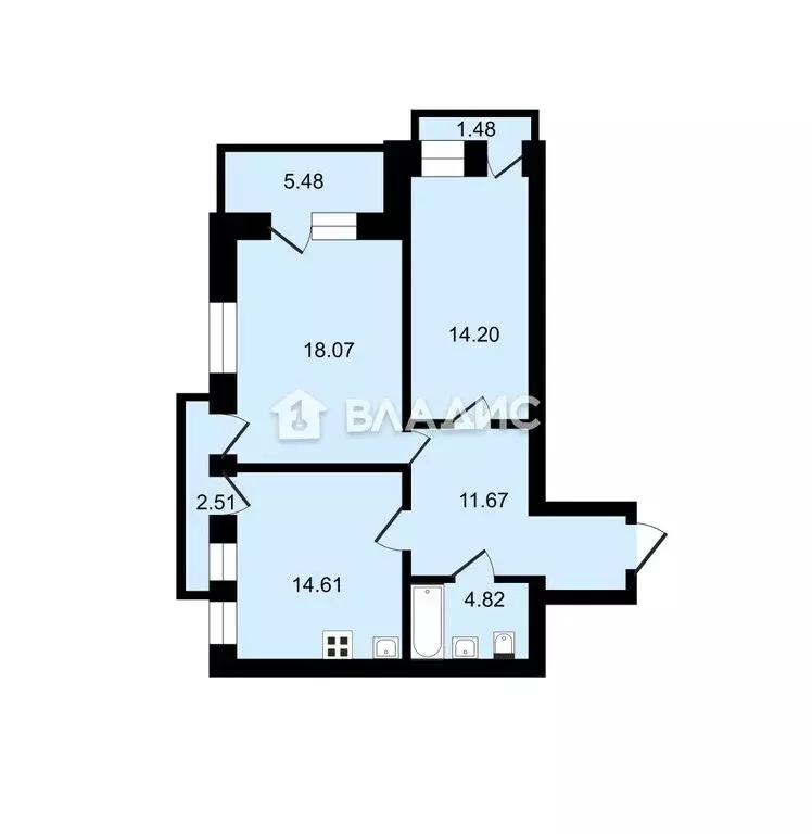 2-комнатная квартира: Вологда, Ягодная улица, 5к2 (71.4 м) - Фото 0