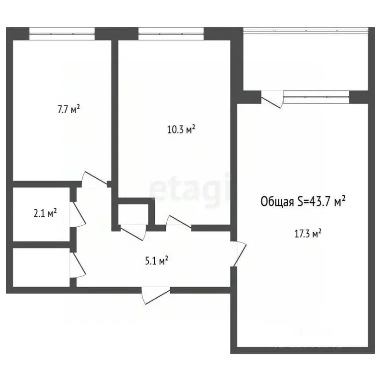 2-к кв. Кемеровская область, Кемерово ул. Дружбы, 35б (42.4 м) - Фото 2