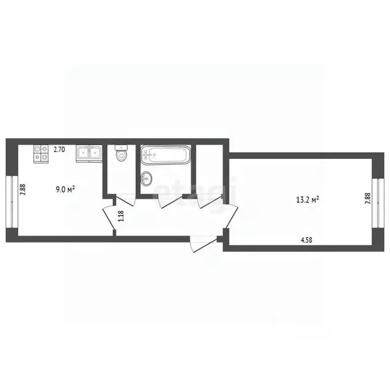 1-к кв. Тюменская область, Тюмень Ткацкий проезд, 3 (33.0 м) - Фото 2