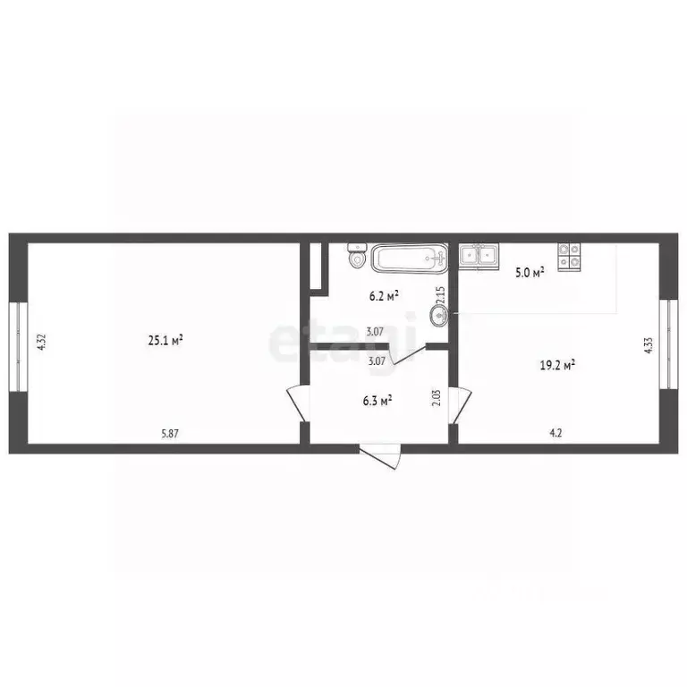 1-к кв. Челябинская область, Челябинский городской округ, пос. ... - Фото 1