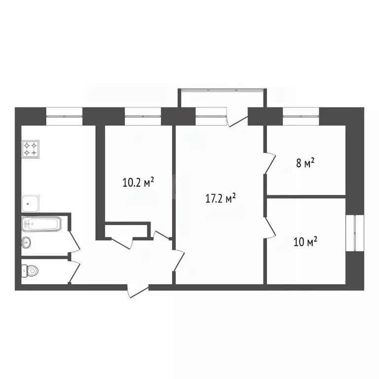 4-к кв. Иркутская область, Иркутск Юбилейный мкр, 58 (63.2 м) - Фото 2