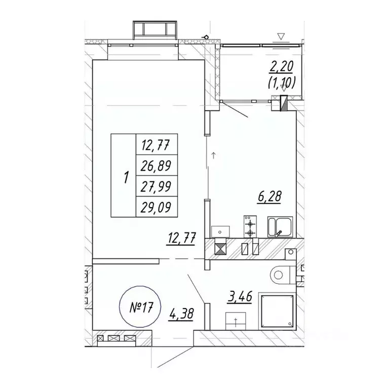 1-к кв. Калининградская область, Зеленоградск  (29.09 м) - Фото 1