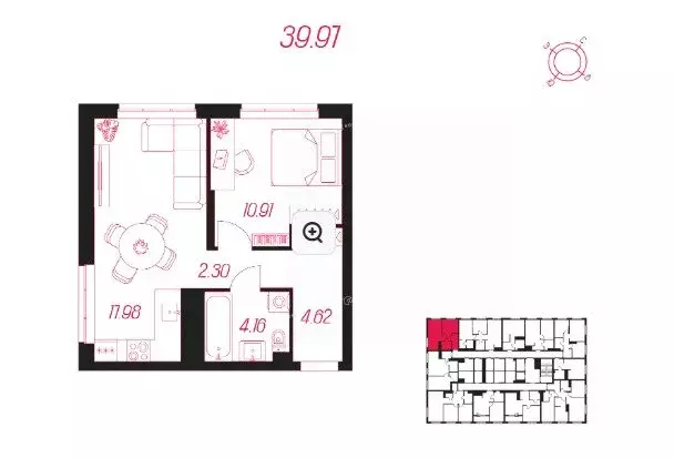 2-комнатная квартира: Тула, улица Хворостухина, 21 (39.97 м) - Фото 0