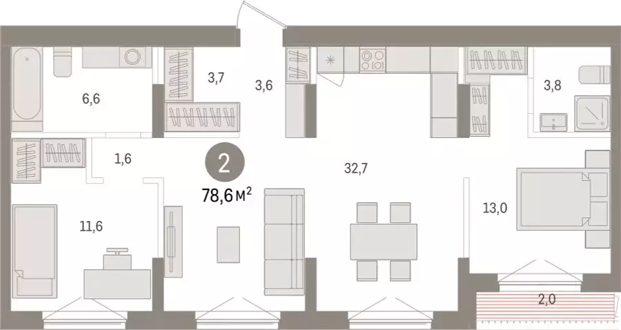 2-комнатная квартира: Новосибирск, улица Аэропорт (78.63 м) - Фото 1