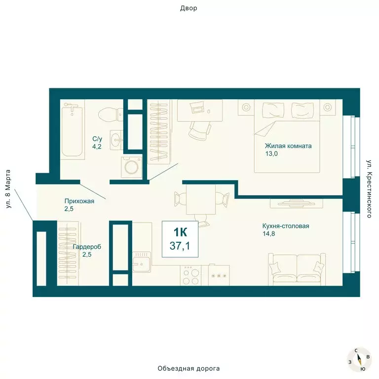 1-комнатная квартира: Екатеринбург, улица 8 Марта, 197 (37.1 м) - Фото 0