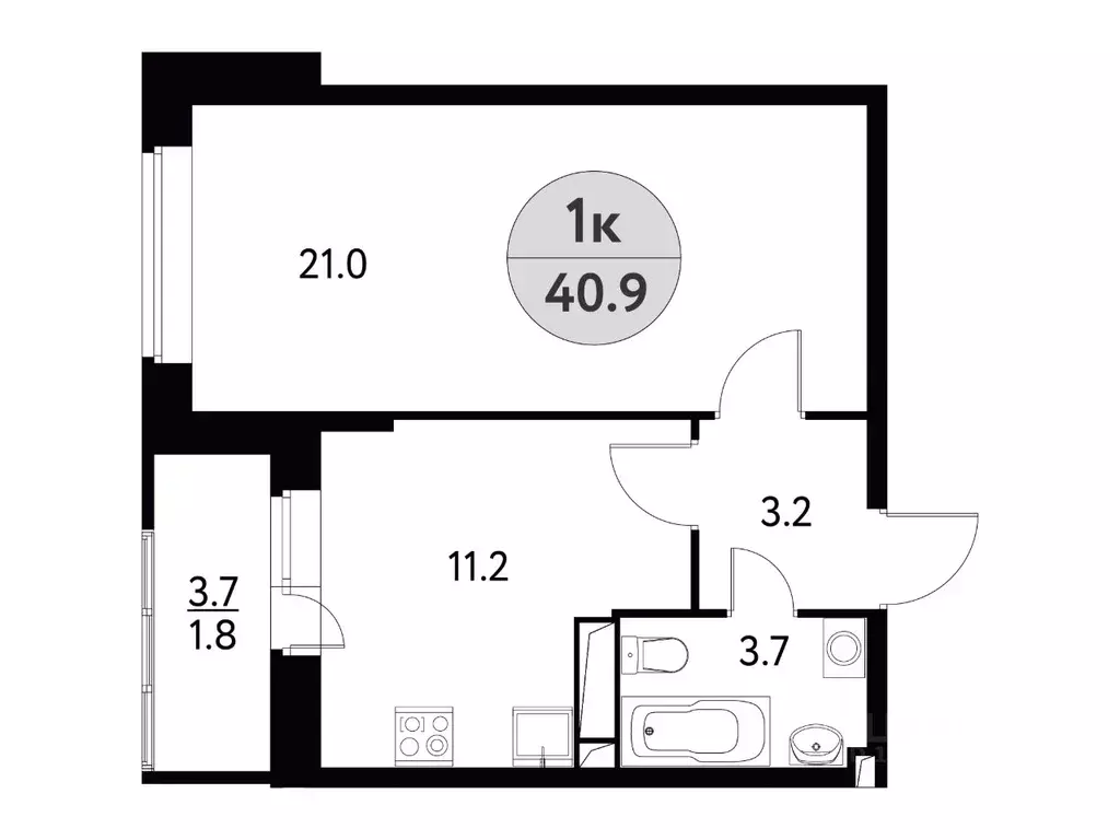 1-к кв. Московская область, Щелково ул. Механизаторов, 1А (40.9 м) - Фото 0