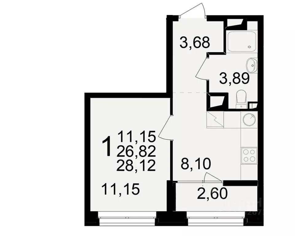 1-к кв. Рязанская область, Рязань ул. Чкалова (26.82 м) - Фото 1