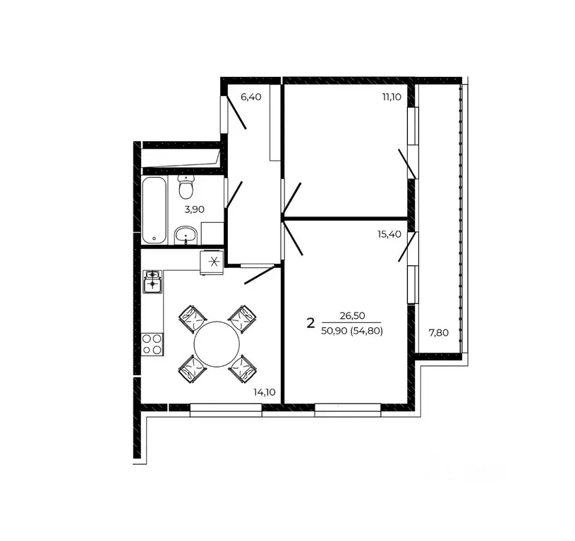 2-к кв. Ростовская область, Ростов-на-Дону Притяжение жилой комплекс ... - Фото 1