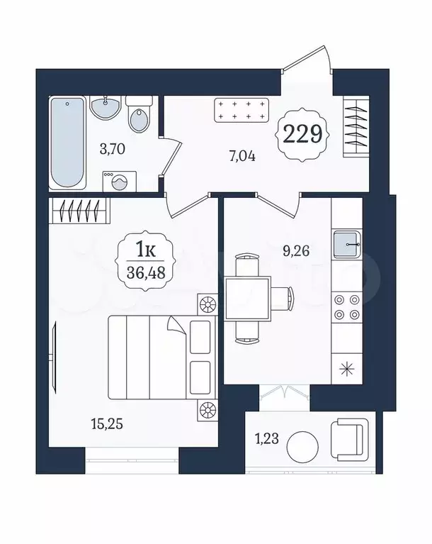 1-к. квартира, 36,5 м, 1/9 эт. - Фото 1