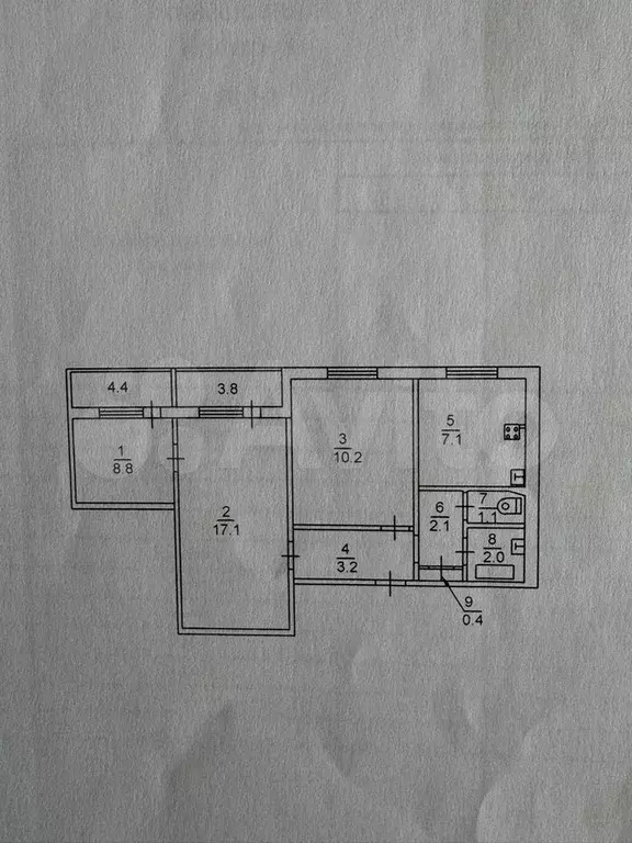 3-к. квартира, 52 м, 3/9 эт. - Фото 0