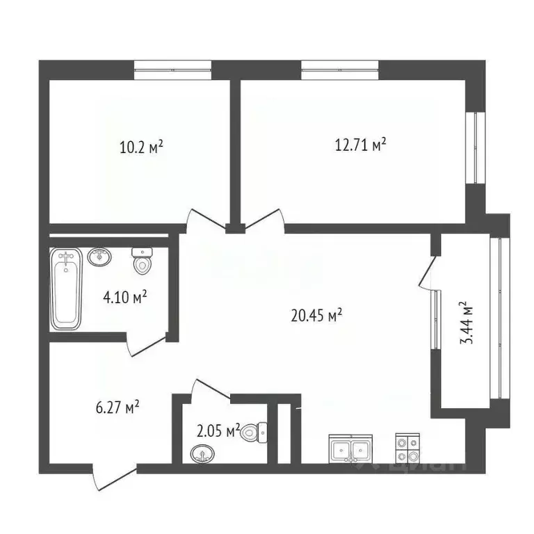 2-к кв. Тюменская область, Тюмень ул. Александра Звягина, 10 (55.7 м) - Фото 2