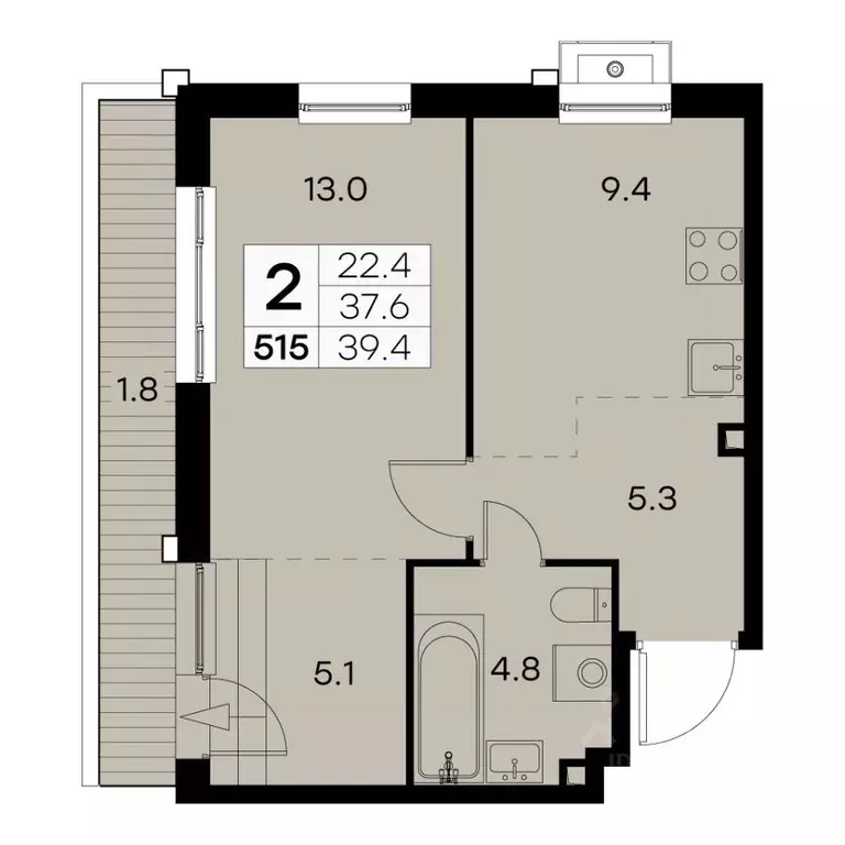 1-к кв. Москва Куркинское ш., 15С3 (39.4 м) - Фото 0