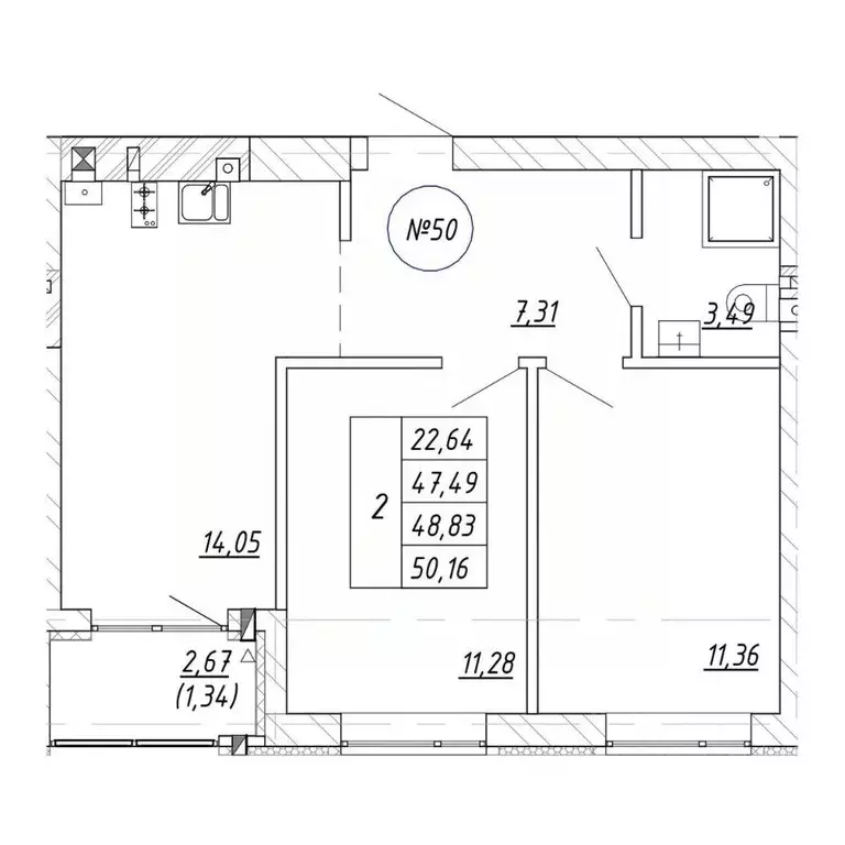 2-к кв. Калининградская область, Зеленоградск  (50.16 м) - Фото 1