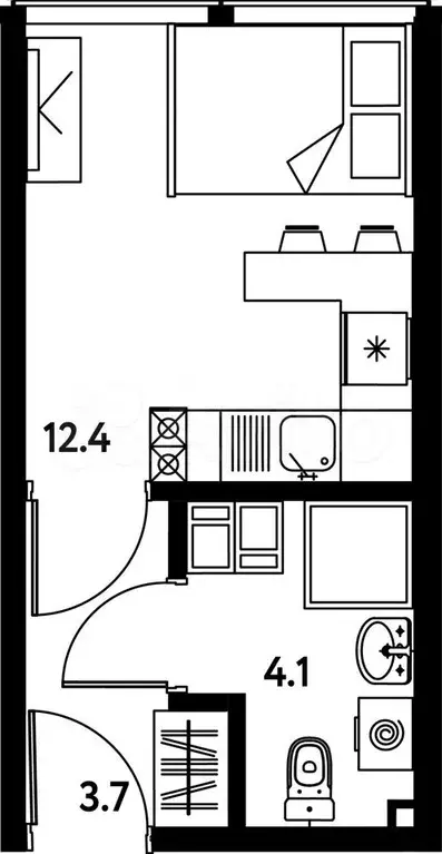 Апартаменты-студия, 20,2 м, 6/10 эт. - Фото 0