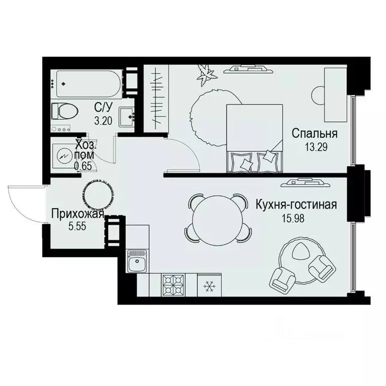 1-к кв. Санкт-Петербург ул. Профессора Попова, 38 (38.67 м) - Фото 0